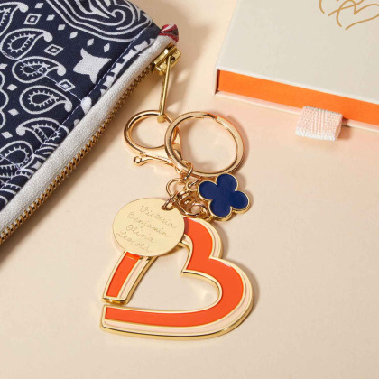 Personalised Keyring Bag Charm gold steel merci maman