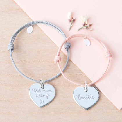 Pulsera personalizada de trenza con corazón baño de oro merci maman
