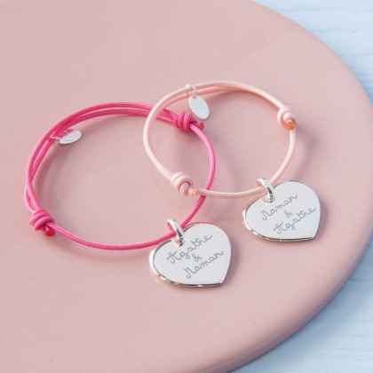 Pulsera personalizada de trenza con corazón baño de oro merci maman