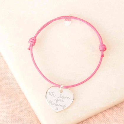 Pulsera personalizada de trenza con corazón baño de oro merci maman