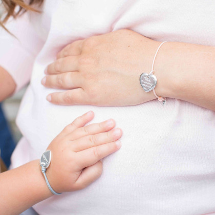 Pulsera personalizada de trenza con corazón baño de oro merci maman