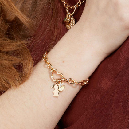 Personalisiertes Herz Lucky Charm Armband vergoldet merci maman