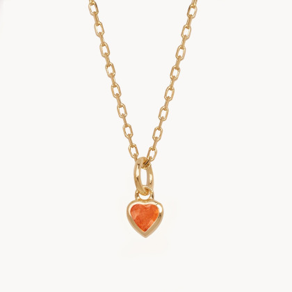 Personalised Heart Birthstone Necklace gold plated merci maman