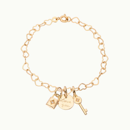 Bracelet personnalisé Chaîne Cœur Merci Maman