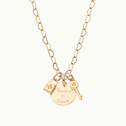 Collier personnalisé Chaîne Cœur Merci Maman