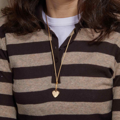 Personalised Heart Cord Necklace Merci Maman