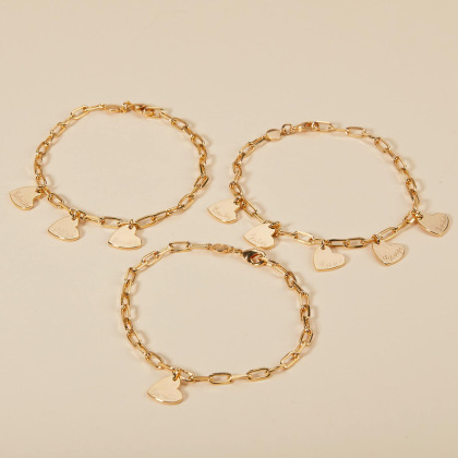 Personalisiertes Dainty Love Links Herz Armband vergoldet merci maman