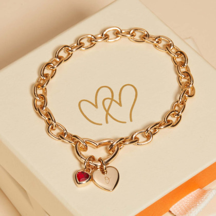 Personalisiertes Herz Lucky Charm Armband vergoldet merci maman