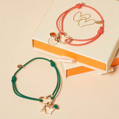 Personalisiertes Herz Lucky Charm Armbändchen vergoldet merci maman