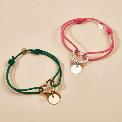 Bracelet personnalisé Breloque Prénom sur cordon & petit fermoir