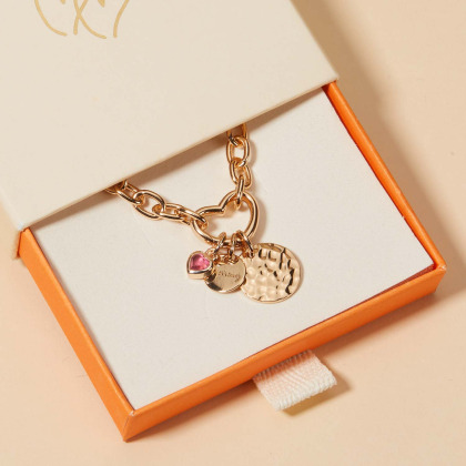 Personalisierte Herz Lucky Charm Halskette vergoldet merci maman