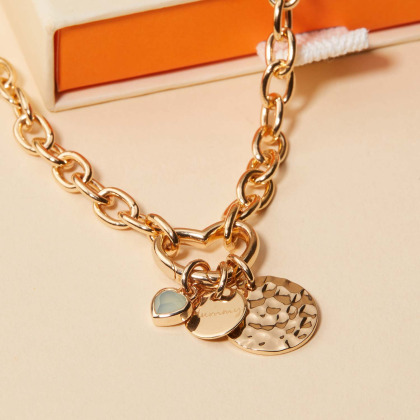 Personalisierte Herz Lucky Charm Halskette vergoldet merci maman