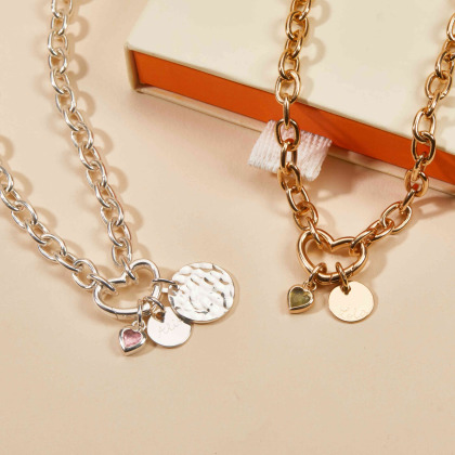 Collar personalizado Amuleto de la Suerte Corazón Baño de oro merci maman