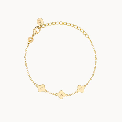 Bracelet personnalisé Initiale Croix Romane sur chaîne doré à l'or fin Merci Maman