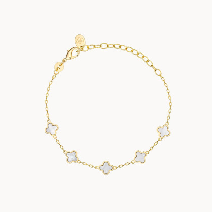 Bracelet personnalisé Initiale Croix Romane Nacre sur chaîne  doré à l'or fin Merci Maman