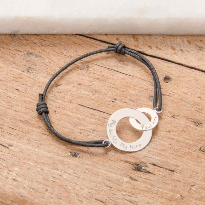Pulsera personalizada Aros entrelazados baño oro merci maman