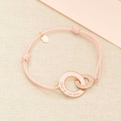Pulsera personalizada Aros entrelazados baño oro merci maman
