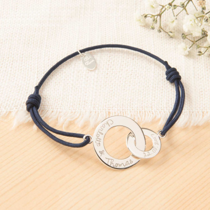 Pulsera personalizada Aros entrelazados baño oro merci maman