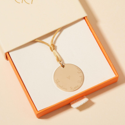 Personalised Large Disc Cord Necklace Merci Maman