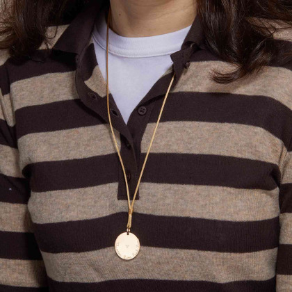 Personalised Large Disc Cord Necklace Merci Maman