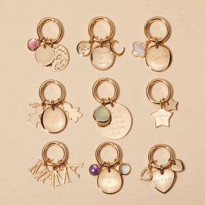 Collana con chiusura rotonda grande Portafortuna e Perle Dorate Personalizzata Placcato in oro Merci Maman