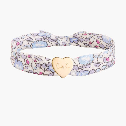 Bracelet Liberty personnalisé avec Perle coeur plaqué or merci maman