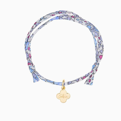 Bracelet personnalisé Prénom Mini Croix Romane Liberty Plaqué Or Merci Maman