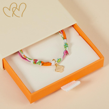 Bracelet personnalisé Prénom Mini Croix Romane Liberty Plaqué Or Merci Maman
