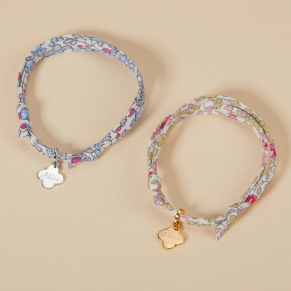 Bracelet personnalisé Prénom Mini Croix Romane Liberty Plaqué Or Merci Maman