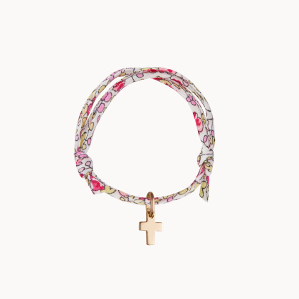 Bracelet Mini Croix Liberty plaqué or merci maman