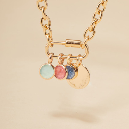 Collana personalizzata con pietre di nascita Portafortuna placcato in oro merci maman