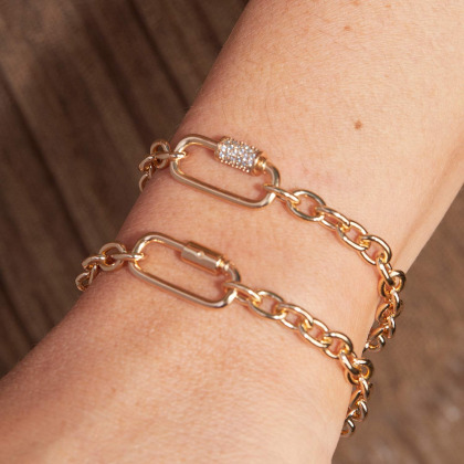 Personalisiertes Lucky Charm Armband vergoldet merci maman