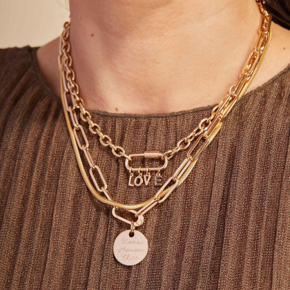Personalisierte Lucky Charm Halskette vergoldet merci maman