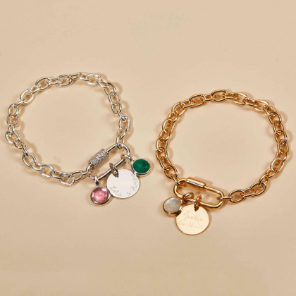 Personalised Lucky Charm Birthstone Bracelet vergoldet merci maman