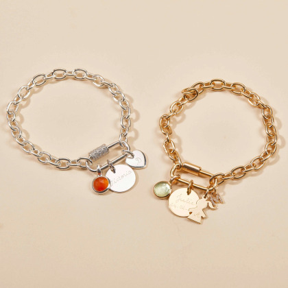 Personalised Lucky Charm Bracelet gold plated merci maman