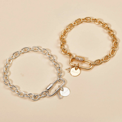 Personalised Lucky Charm Mini Alphabet Bracelet gold plated | merci maman