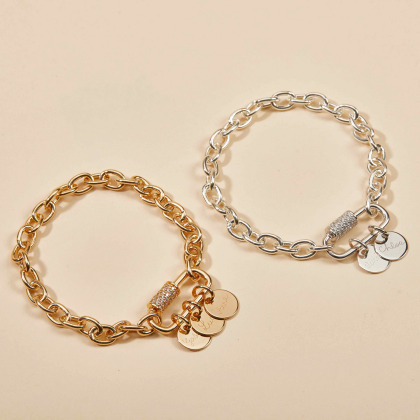 Bracelet à breloques Prénom personnalisé plaqué or merci maman
