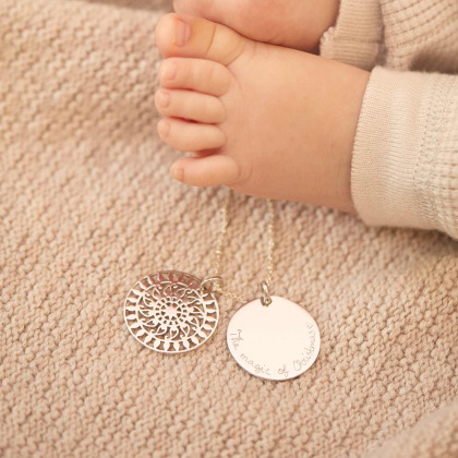 Collier personnalisé Grand Mandala plaqué or merci maman