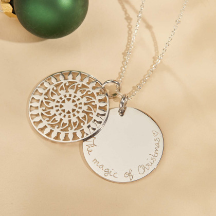 Collier personnalisé Grand Mandala plaqué or merci maman