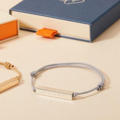 Pulsera personalizada de barra para hombre plata de ley merci maman