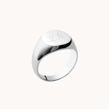 Anello personalizzato con sigillo tondo in argento sterling uomo merci maman
