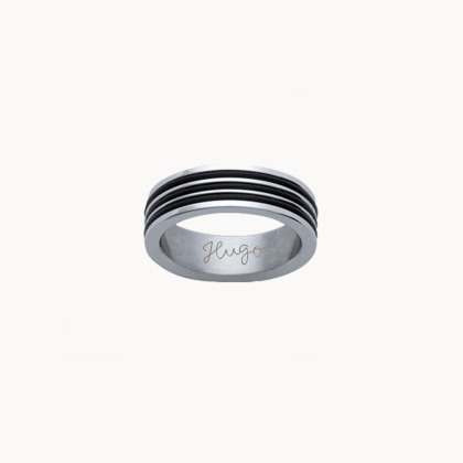 Anillo personalizado de acero y caucho para hombre merci maman