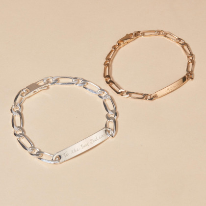 Men's Personalised Curb Chain Bracelet sterling silver merci maman