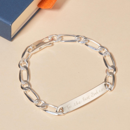Men's Personalised Curb Chain Bracelet sterling silver merci maman