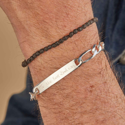 Men's Personalised Curb Chain Bracelet sterling silver merci maman