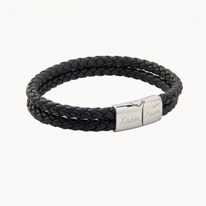 Pulsera personalizada de cuero doble para hombre merci maman