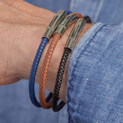 Bracelet personnalisé Cuir Fin Pour Homme merci maman