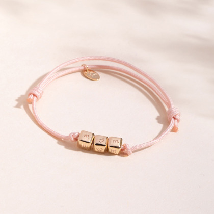 Créez un Bracelet Charm Perles personnalisé plaqué or merci maman