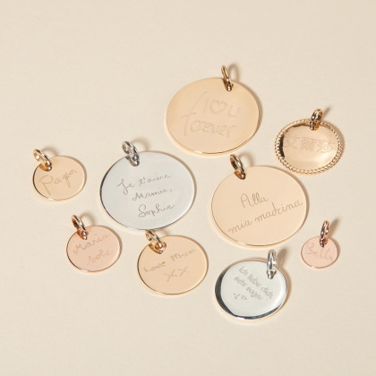 personalised medium handwriting necklace gold plated merci maman