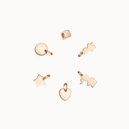 Einzelner, personalisierter Mini Charm vergoldet merci maman